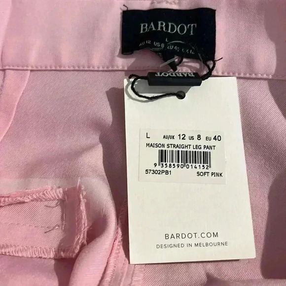 BNWT Bardot Women’s maison straight leg pants size 8 in Soft Pink - Picture 5 of 5